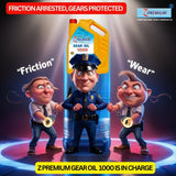 Z Premium gear oil advertisement with cartoon characters 