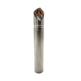Metal cylindrical tool with a brown top 