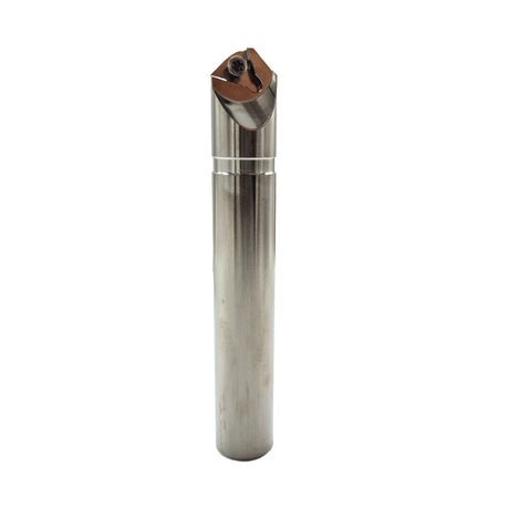 Metal cylindrical tool with a brown top 
