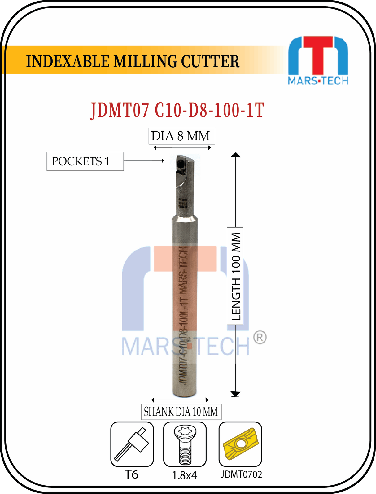 8 mm cutter suitable to JDMT07 Hitachi insert