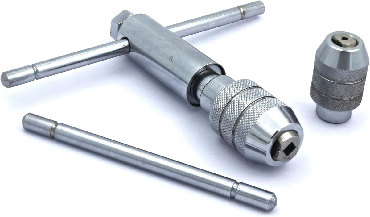 Interchangeable tap wrench body with collet chucks