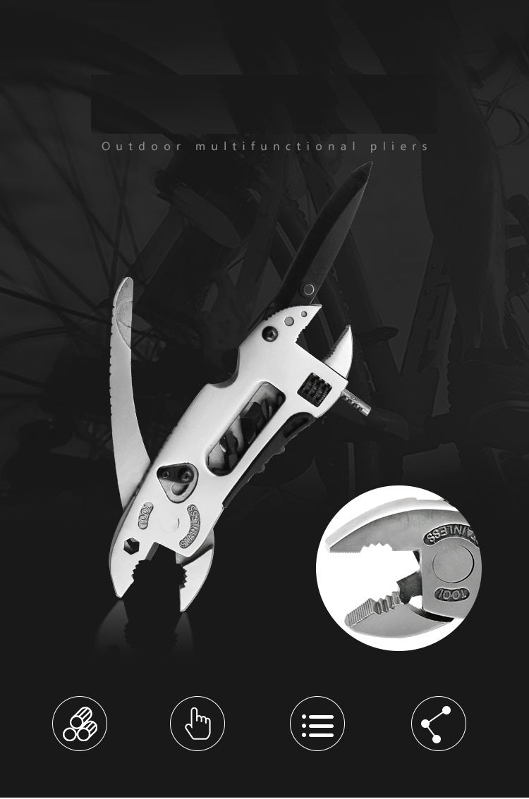 Compact folding multitool plier wrench design
