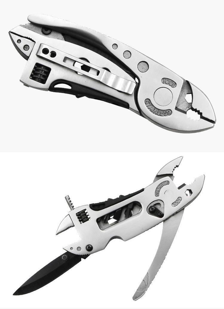 Stainless steel folding wrench plier multitool