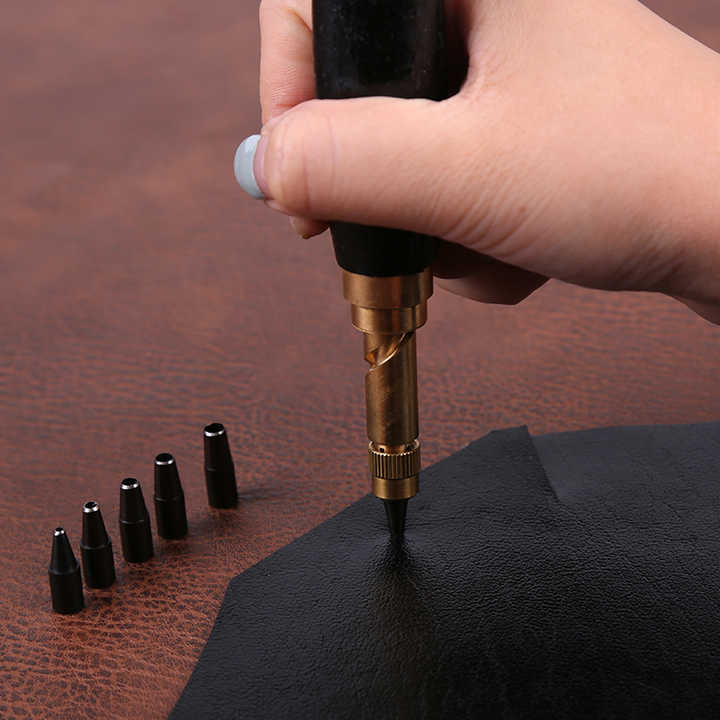 Punching hole using leather screw punch