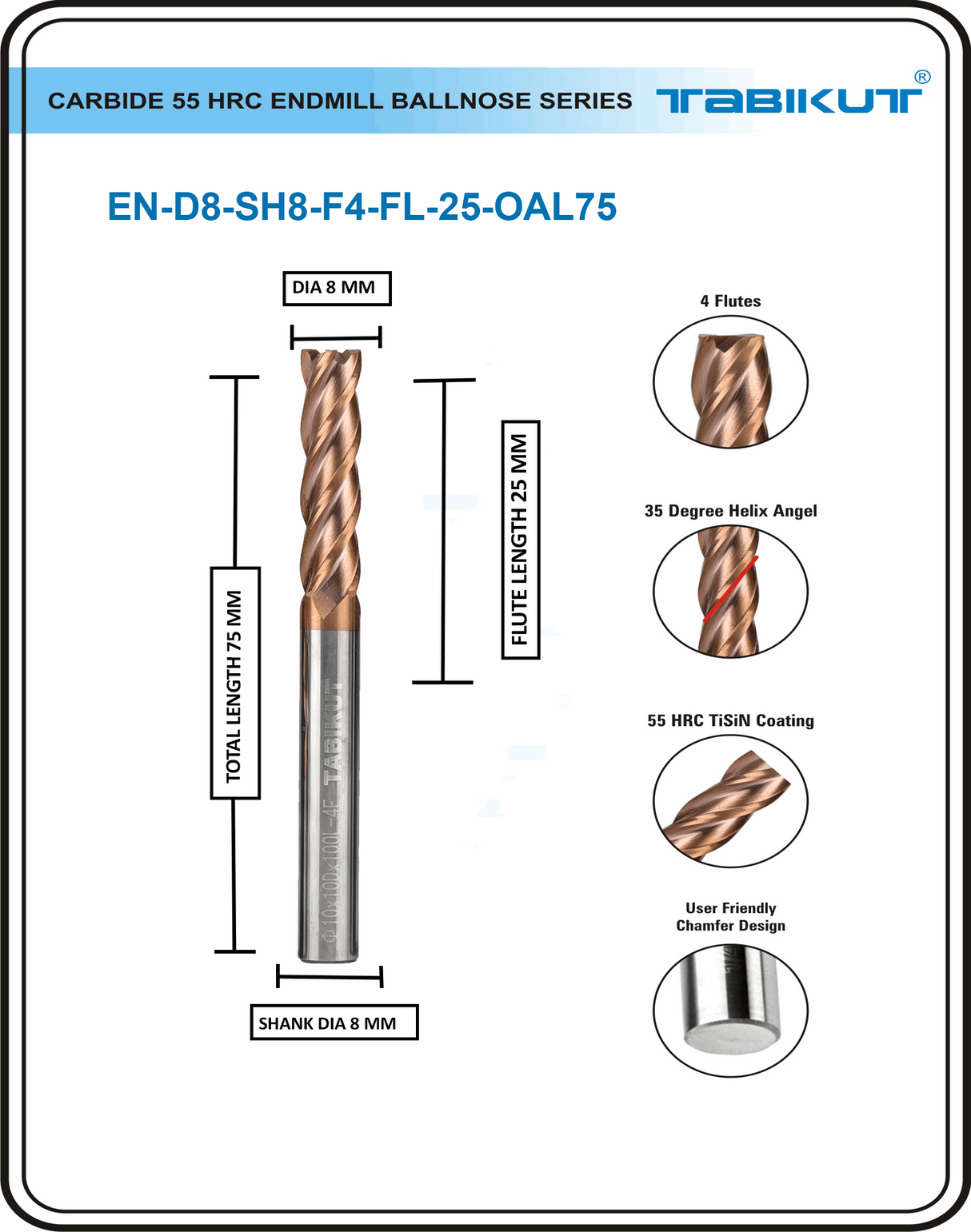 Long Endmill 8mm