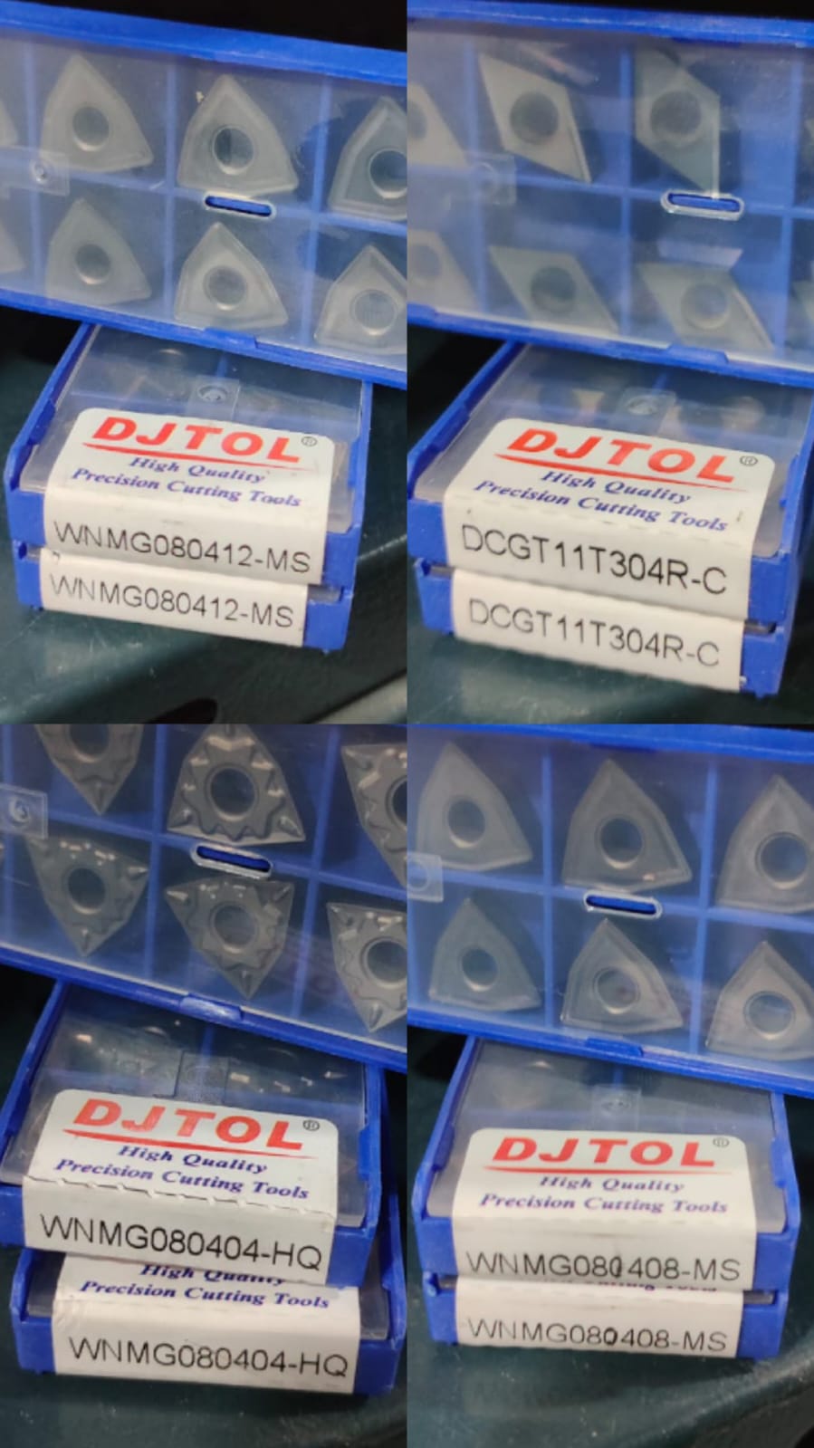 DJTOL cutting tools in blue boxes 