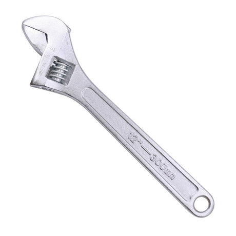 Close-up of Silver Adjustable Wrench Jaw with Scale