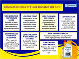 Chart detailing the characteristics of Heat Transfer Oil 600