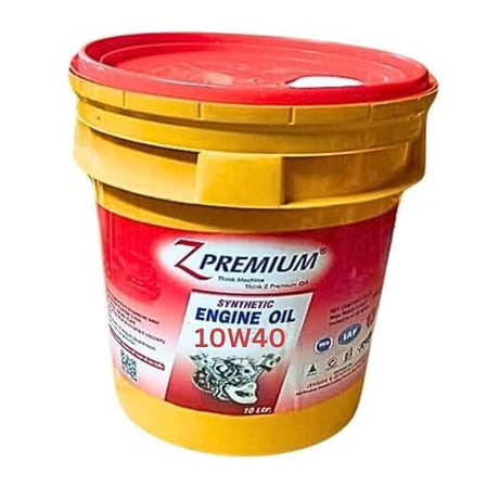 Yellow bucket of Z Premium synthetic engine oil