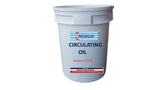 White bucket labeled 'Premium Circulating Oil