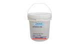 White bucket of spindle oil with a label 