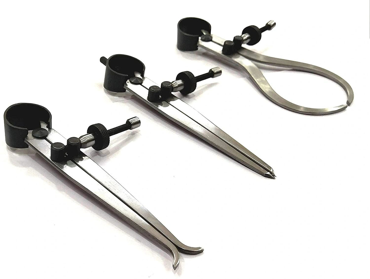 Precision measurement tool set different calipers close view