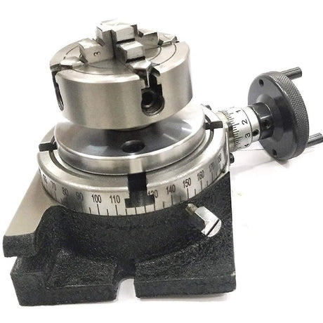 Rotary Table With 70 mm 4 Jaw Independent Chuck and back Plate