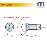 3.5 mm Torx T15 screw for boring bars and milling cutters