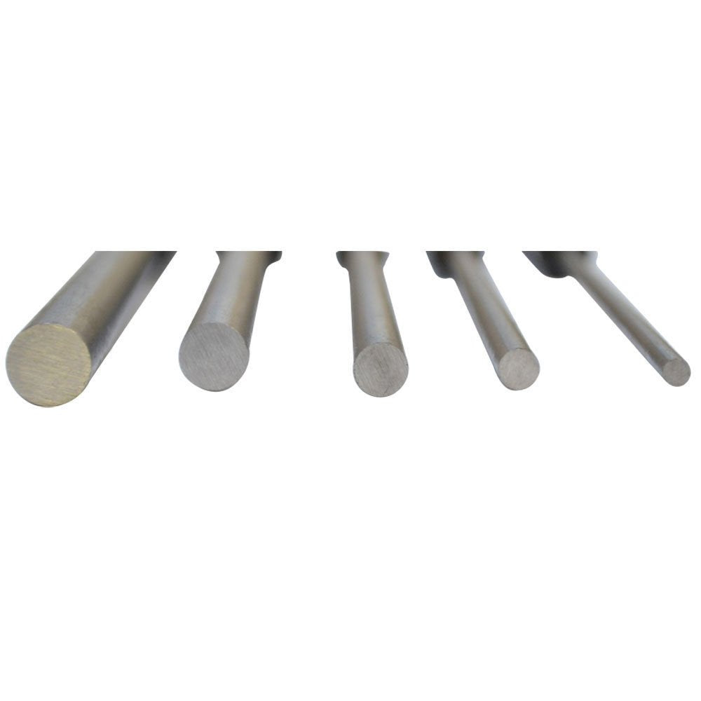 Five round steel parallel pin punches