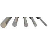 Five round steel parallel pin punches