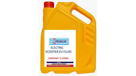 Yellow container of electric scooter EV fluid