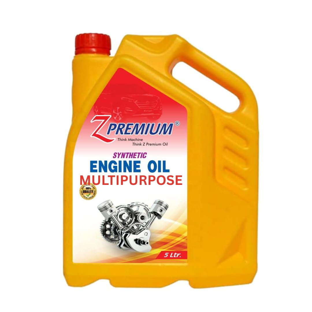 Yellow engine oil container with red cap 
