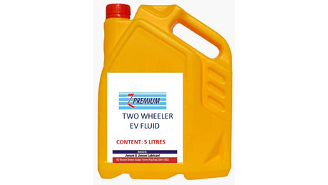 Yellow container of two-wheeler EV fluid