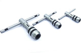 Three T-handle tap wrenches in different sizes set