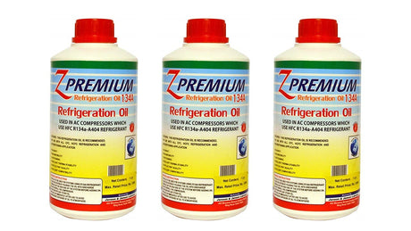 Three bottles of Z Premium Refrigeration Oil 