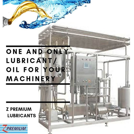 Z Premium Lubricants with machinery and oil being poured