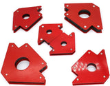 Set of 6 red multi-angle magnetic welding clamps
