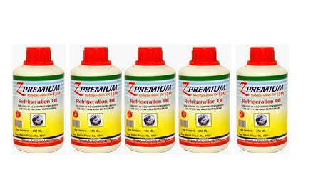 Five bottles of Z Premium Refrigeration Oil 