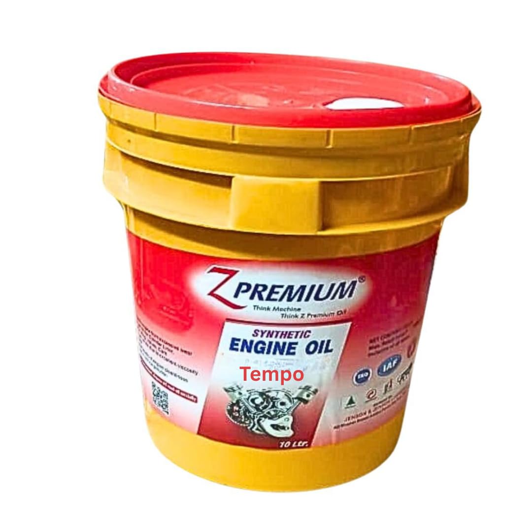 Z Premium synthetic engine oil bucket with red and yellow design