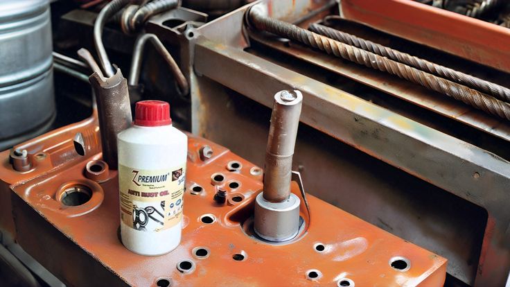 Anti rust oil applied on workshop machinery