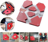 Red magnetic welding clamps pack with multiple angle application examples