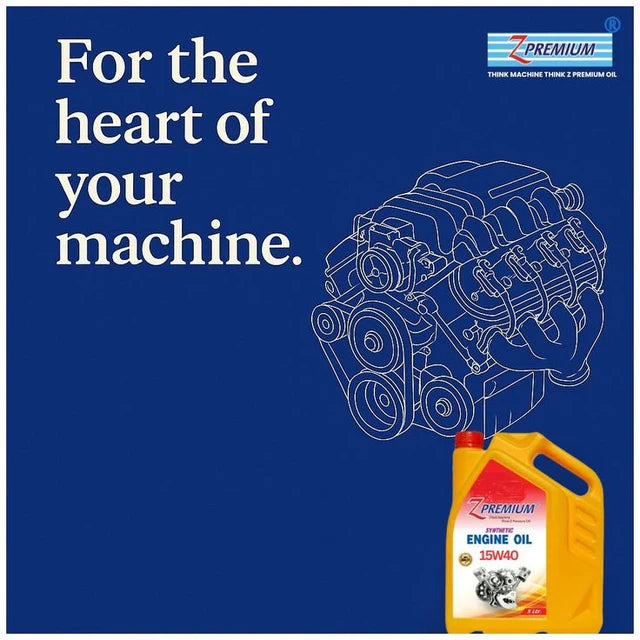 Z Premium engine oil advertisement with engine illustration