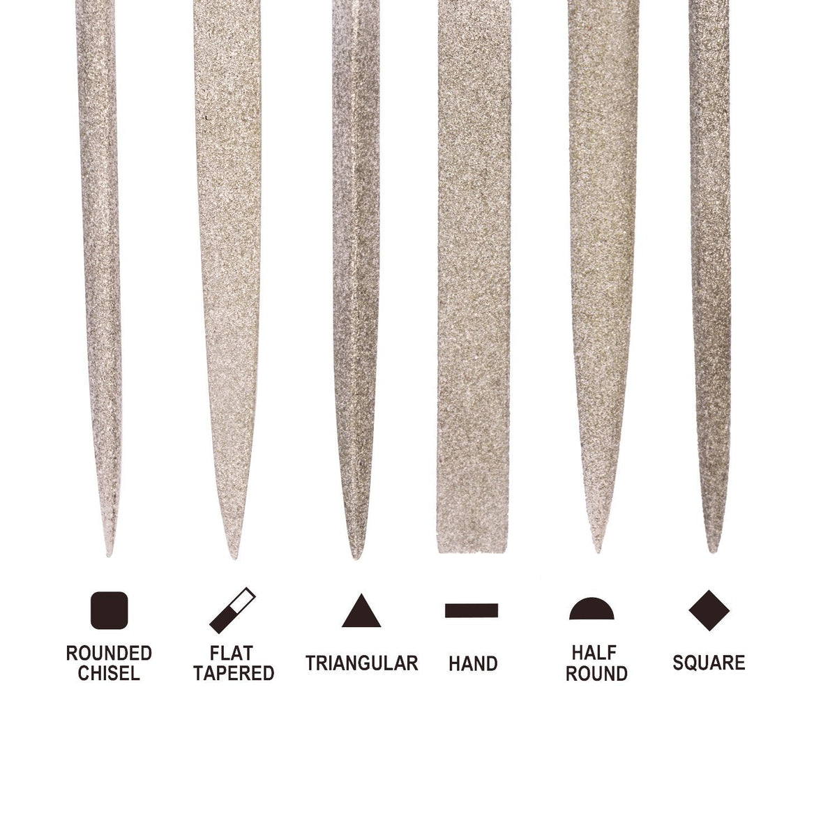 Assorted Needle File Shapes Chart