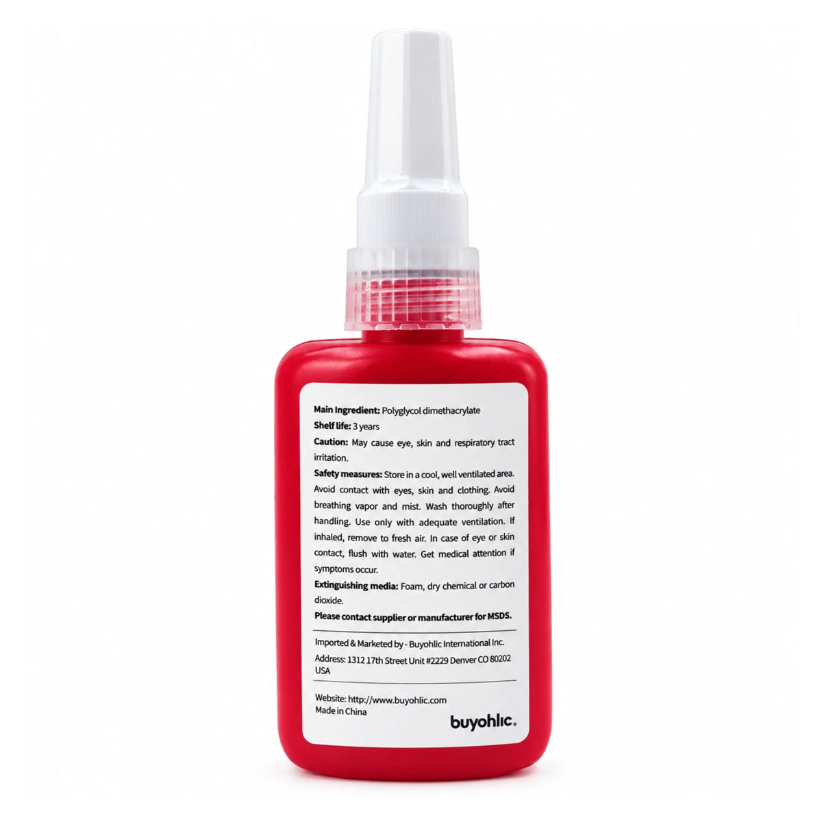 Thread Locker Red 222 -50ml Low Strength Oil Resistant Removable Thread Lock Glue for Nuts, Bolts, & Fasteners,Screw Glue to Prevent Loosening & Corrosion