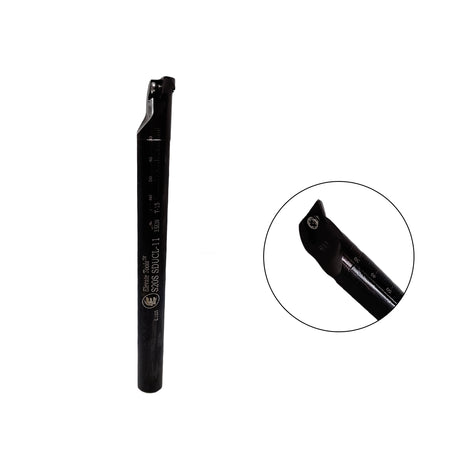 Black metal tool bit with measurement