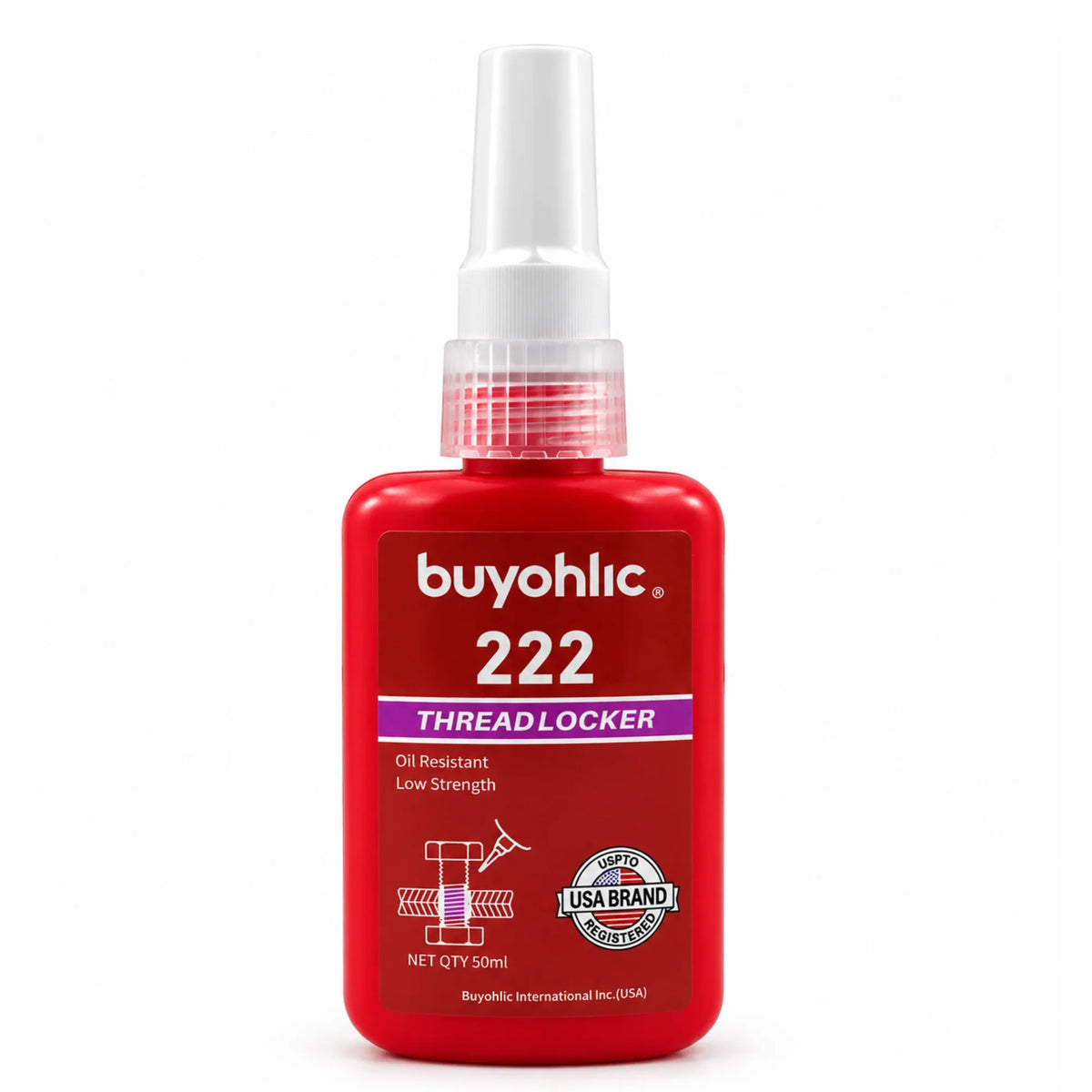 Thread Locker Red 222 -50ml Low Strength Oil Resistant Removable Thread Lock Glue for Nuts, Bolts, & Fasteners,Screw Glue to Prevent Loosening & Corrosion