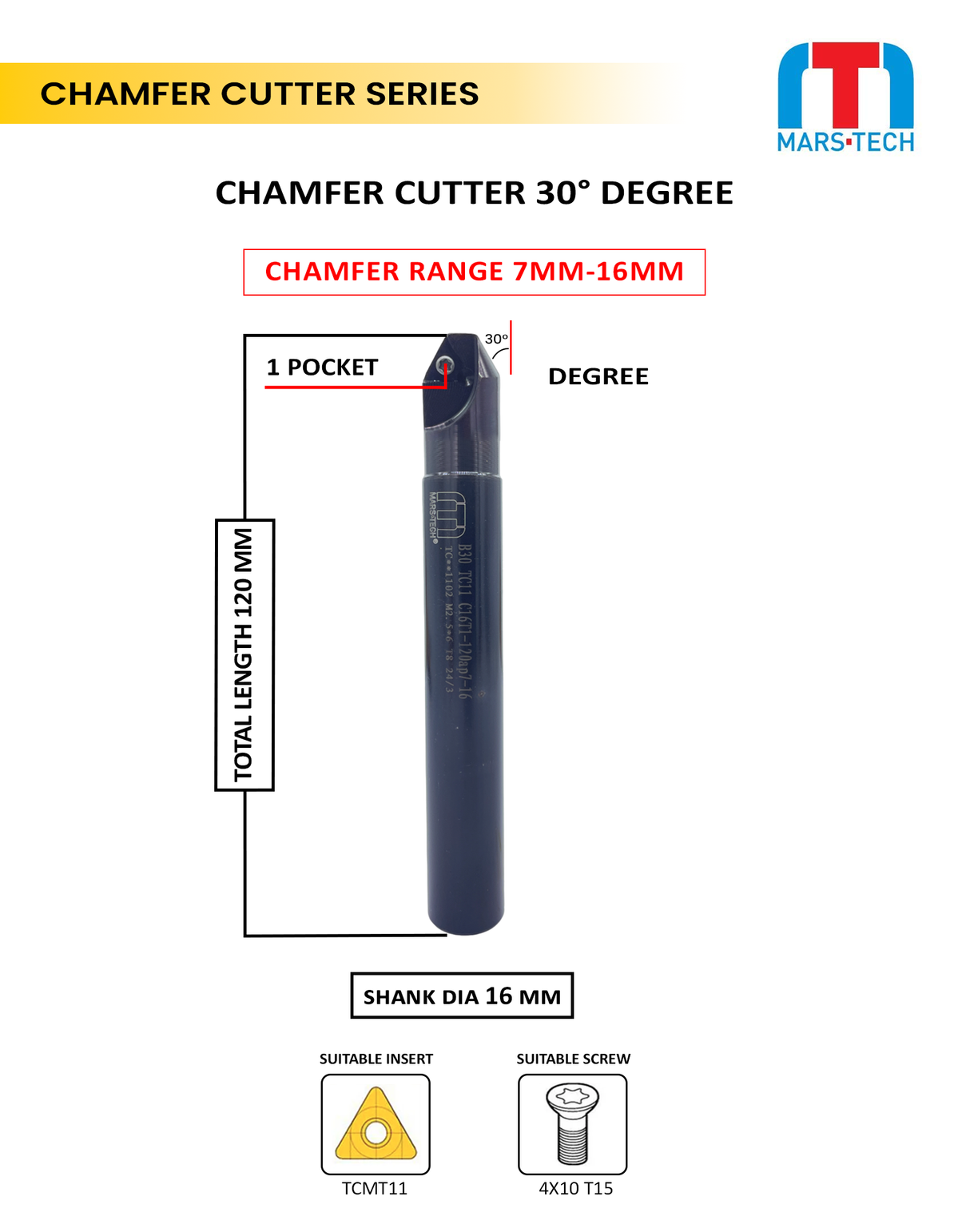30° chamfer cutter for CNC