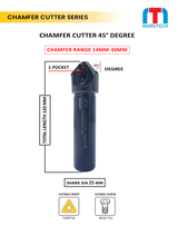 Carbide chamfer cutter 45° 14–30 mm