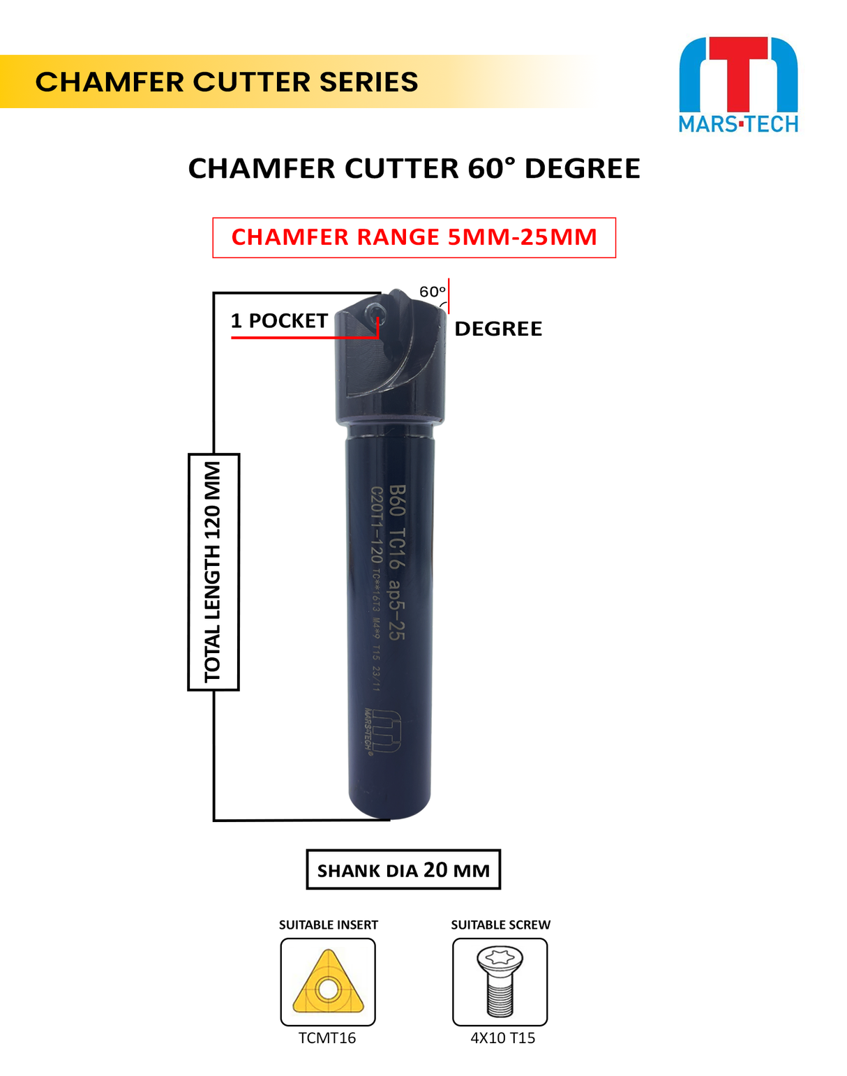 Carbide chamfer cutter 60 degree