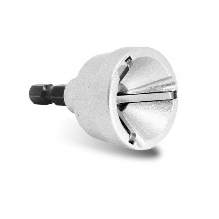 External deburring chamfer bit with triangular shank for bolt repair