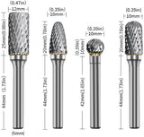 Carbide rotary burr set dimensions
