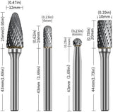 Buyohlic Set of 8 pcs Tungsten Carbide Burr Set 1/4" Shank Wood Stone Carving Cutting Engraving Grinder Kit Attachment Rotary Tool Accessories Set Harder than Diamond