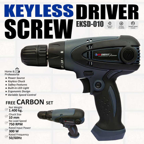 Keyless Screw Driver Attached Wire 10mm EKSD010