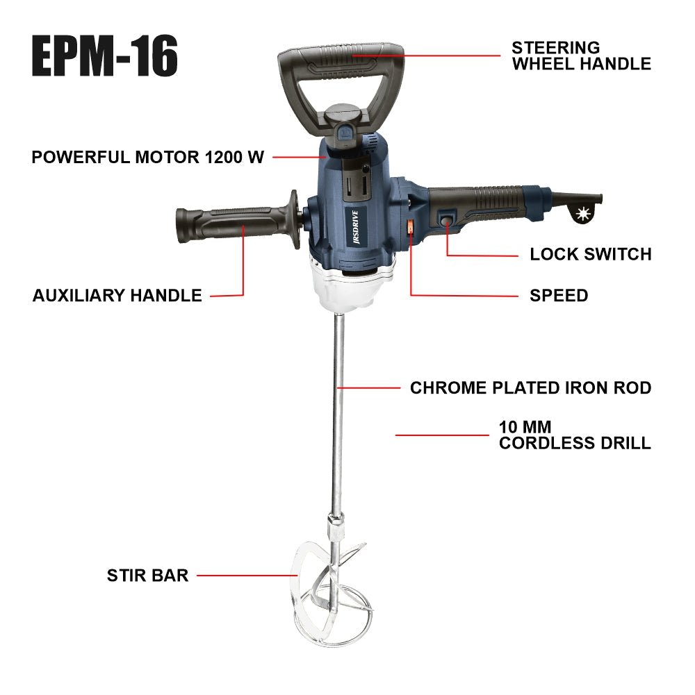 PAINT MIXER 16MM  120MM ROD EPM-16