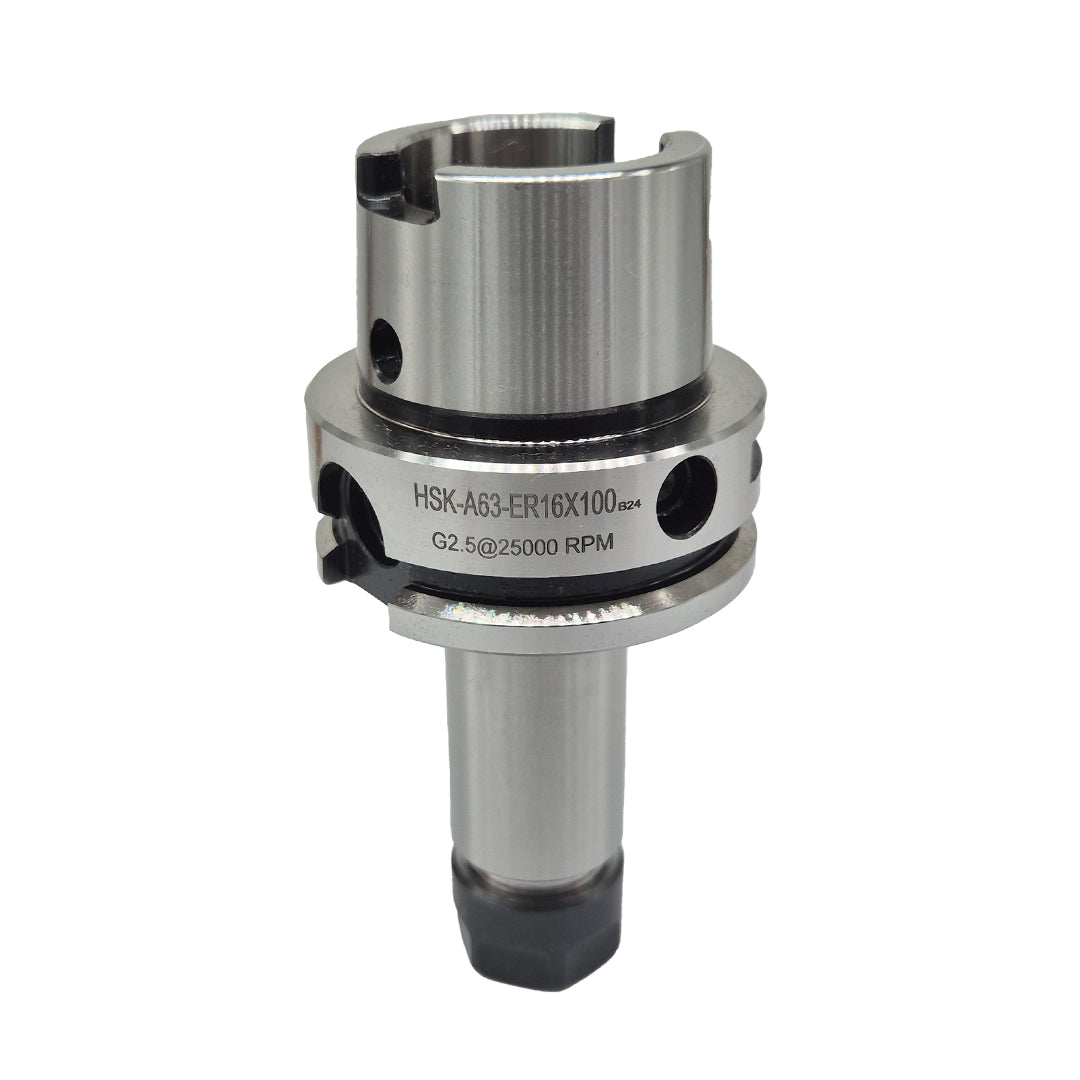 HSK63 ER16 collet chuck in 100 and 160 length pack of 1