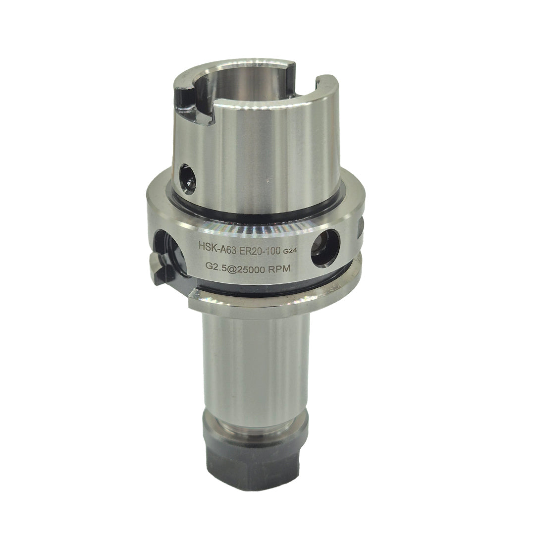 HSK63 ER20 collet chuck in 100 and 160 length pack of 1