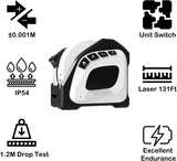 Buyohlic 2-in-1 Laser Tape Measure 131 Ft Rechargeable Laser Measurement Tool & 16Ft Measuring Tape Movable Magnetic Hook Pythagorean Mode, Measure Distance, Area and Volume