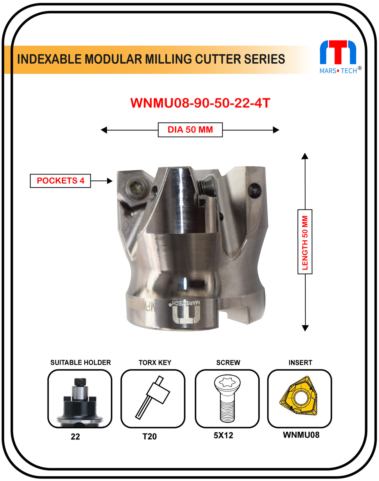 Indexable modular milling cutter 