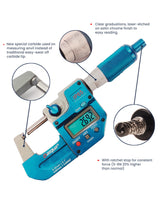DASQUA Digital Outside Micrometer Inch/Metric 0.00005″/0.001 Mm Resolution pack of 1