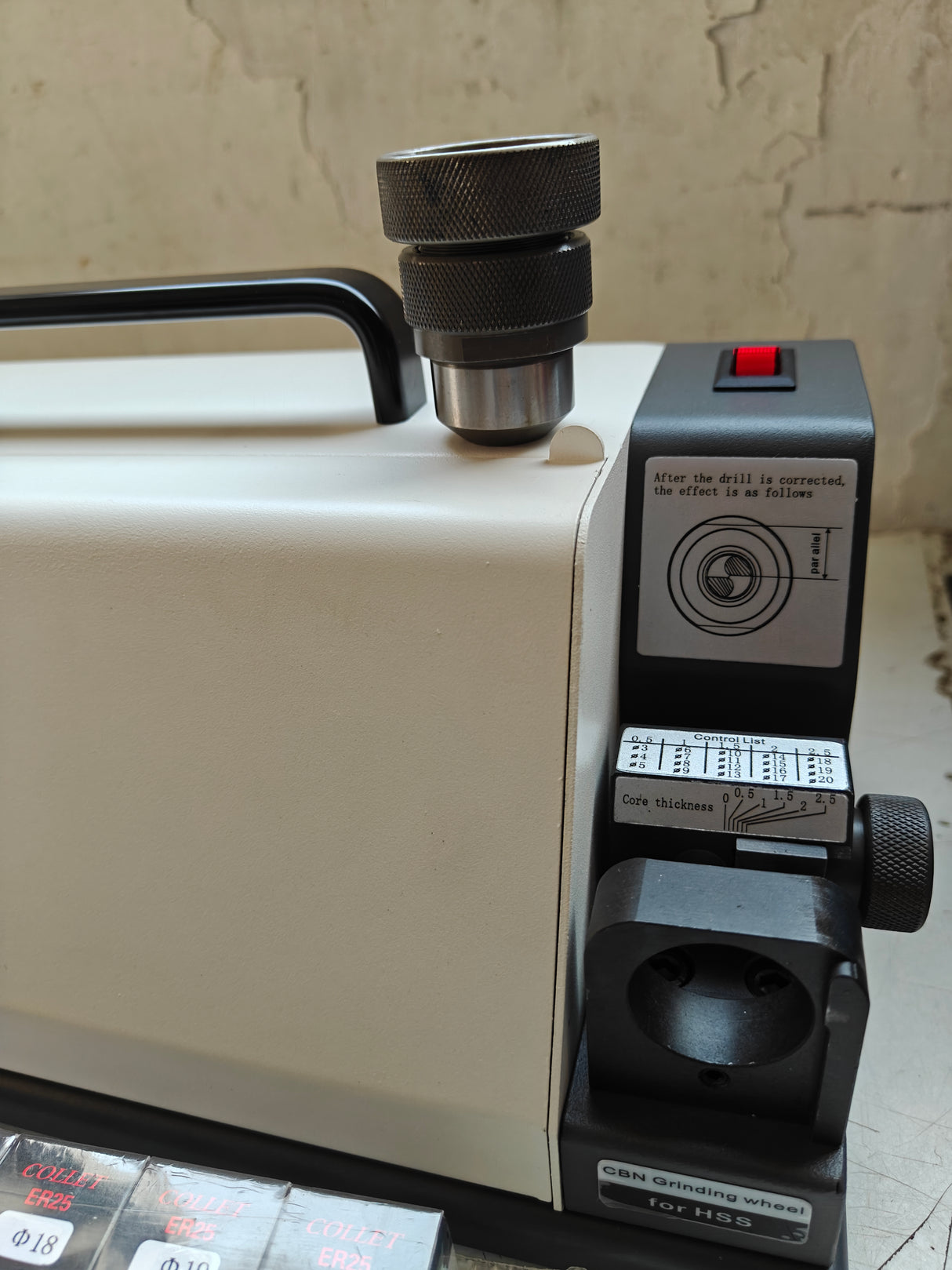 Close-up of a machine with a control panel 